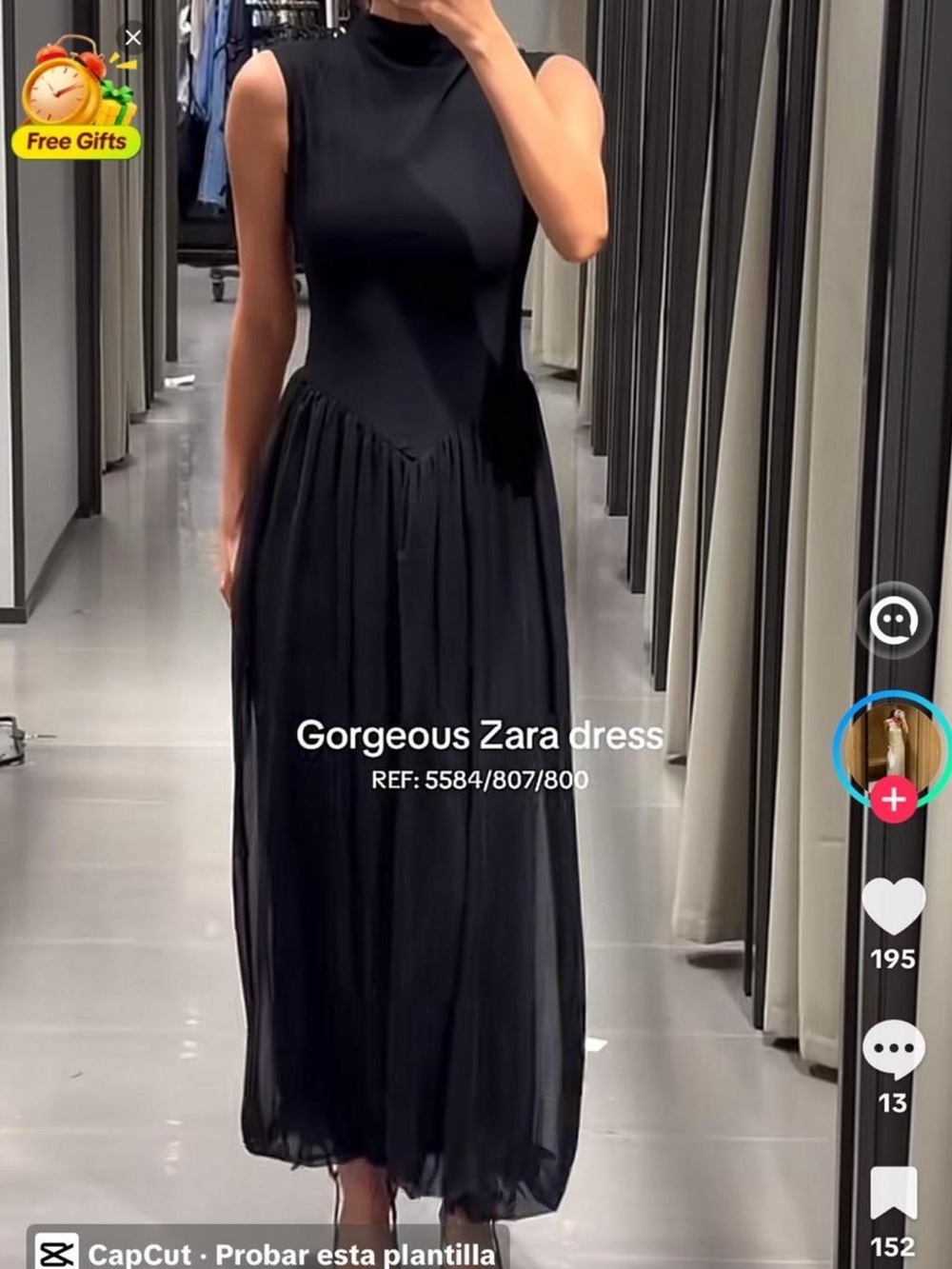 Zara Black Sleeveless High-Neck Pleated Maxi Dress - Picture 2 of 6